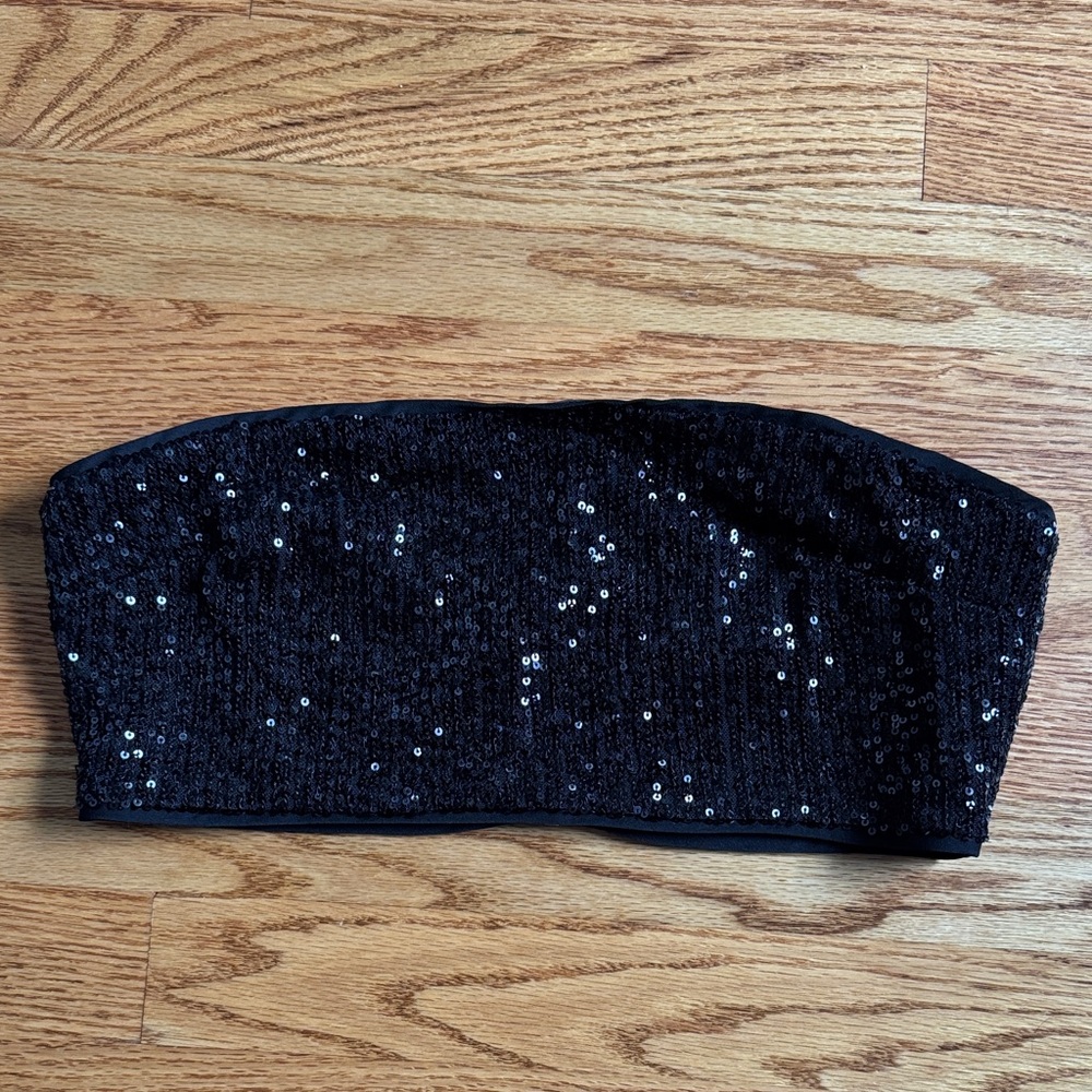 Camila Coelho Black Sequin Crop Top